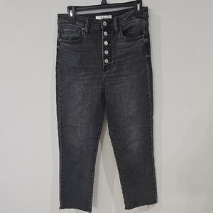 Eunina Sz 9 Charcoal Button-Up Cropped Jeans
